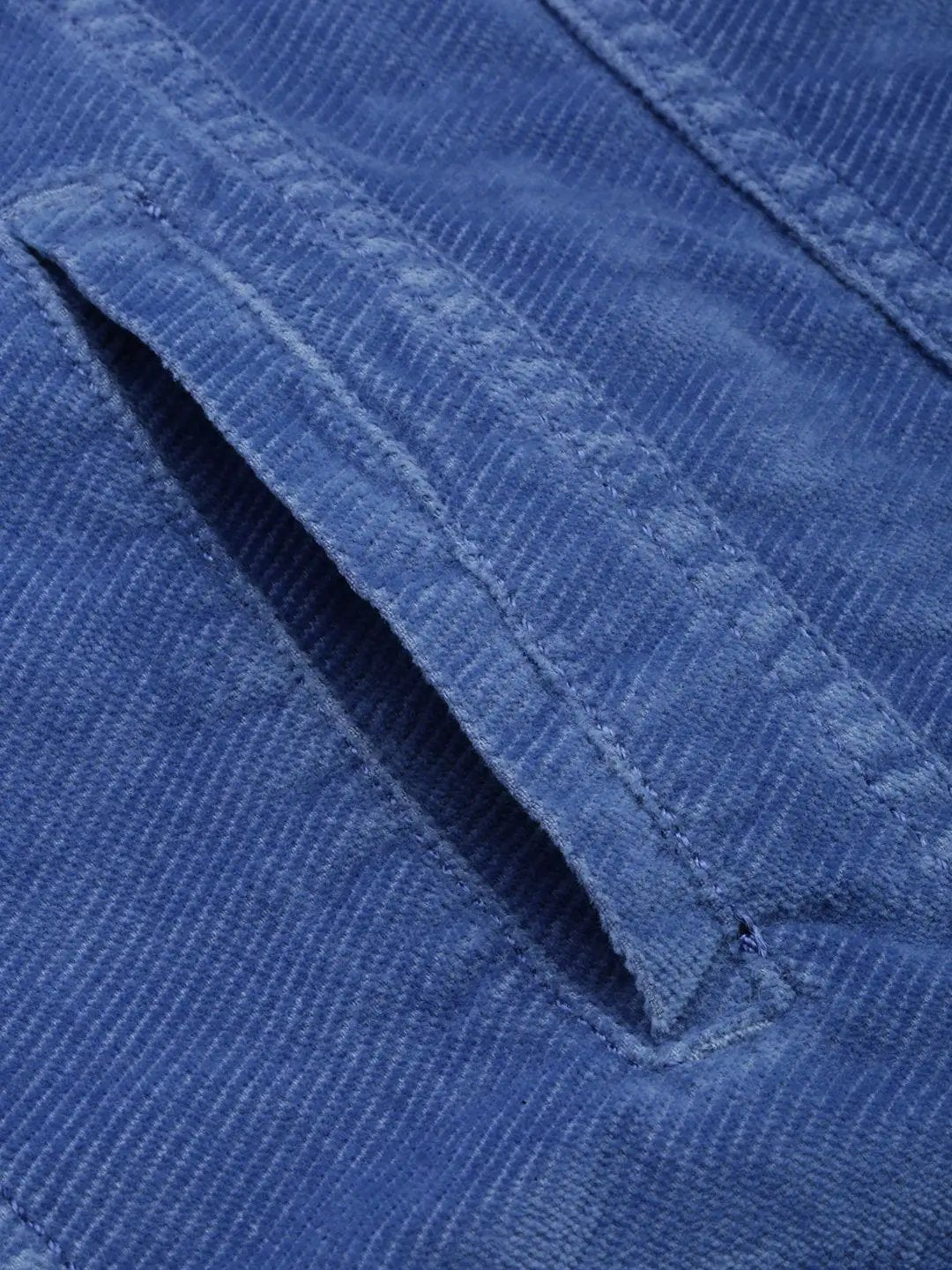 Men's Spread Collar Solid Blue Open Front Jacket
