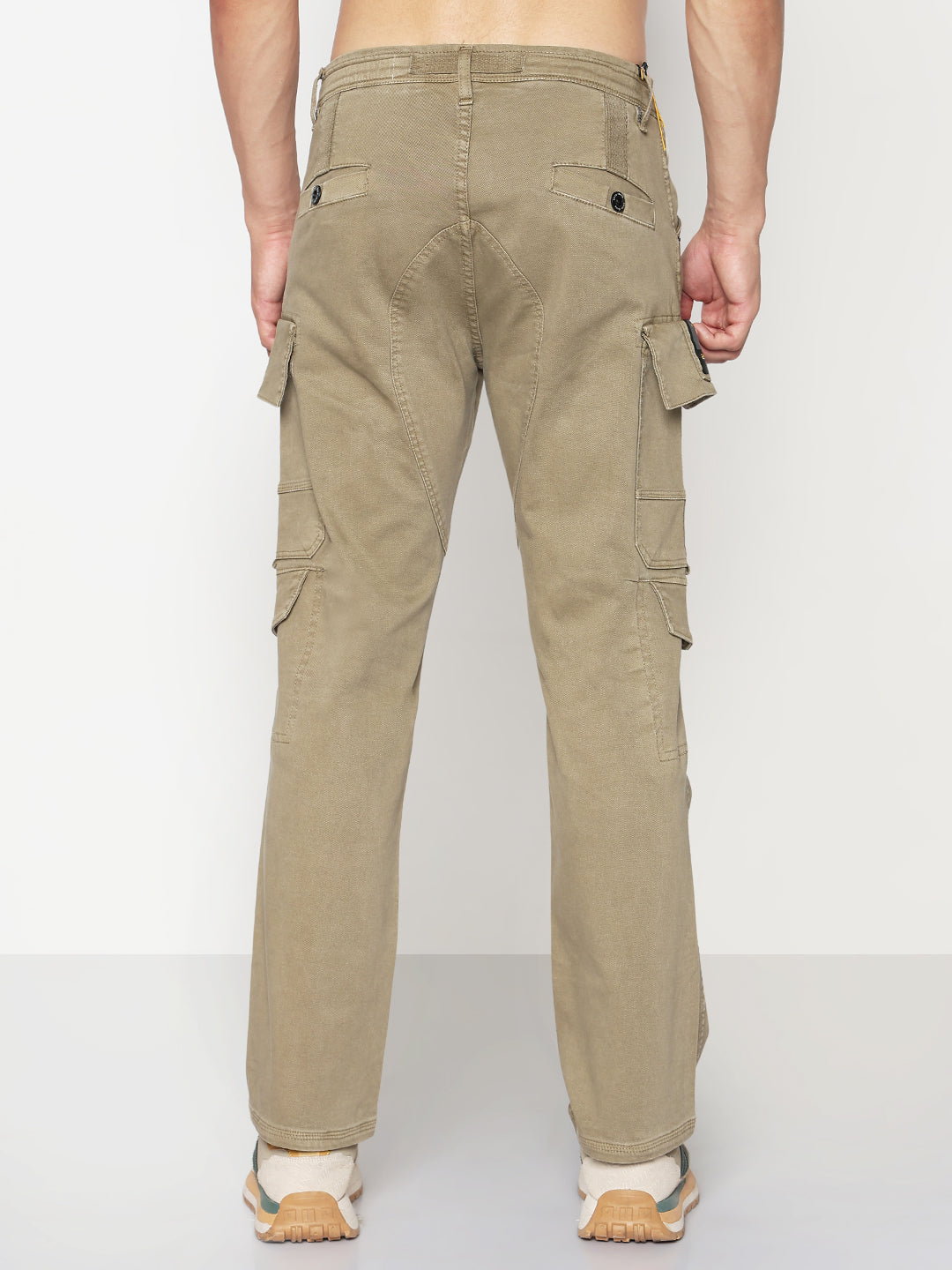 Men's Khaki Straight Fit Cargo Jeans