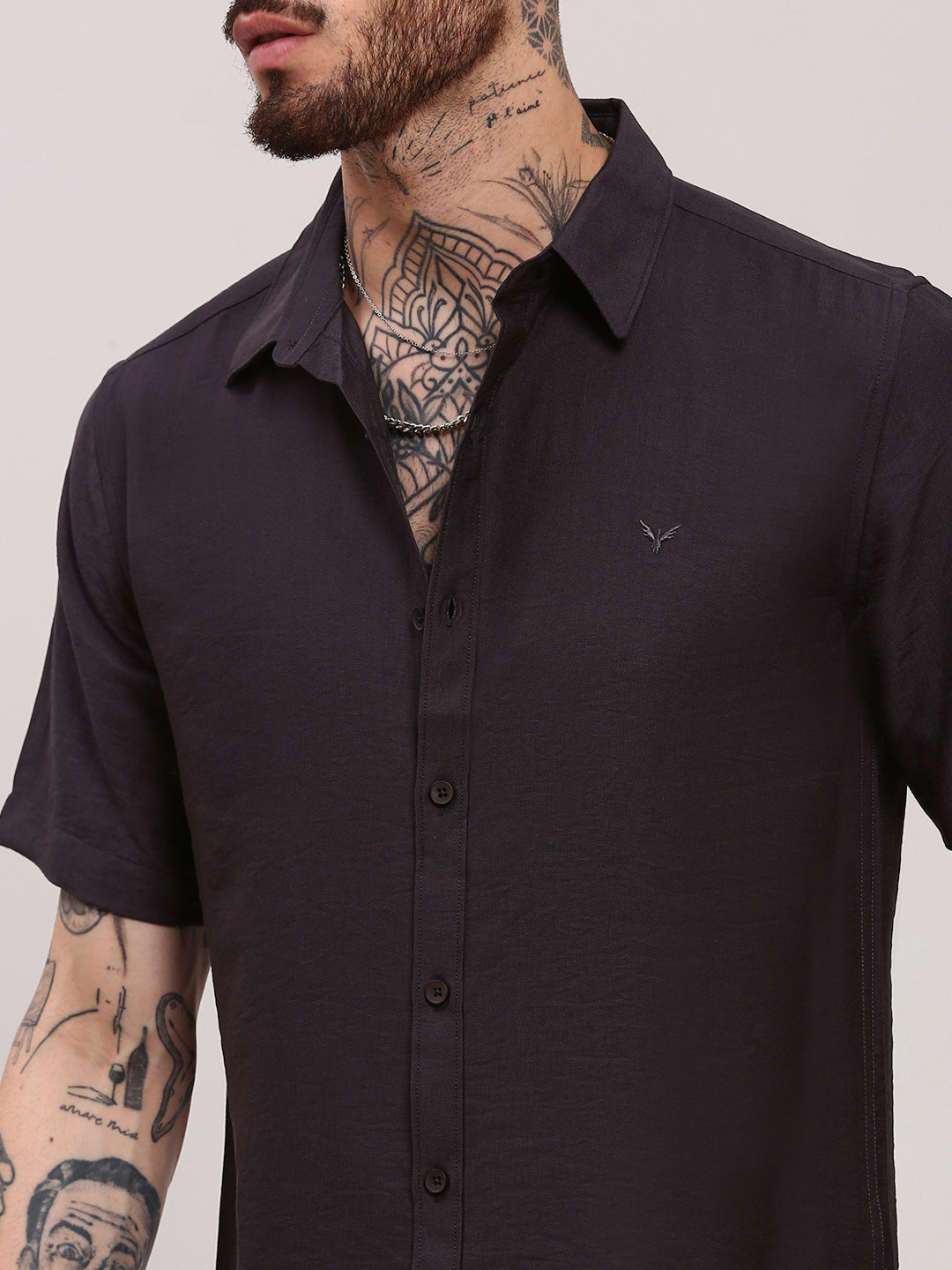 Men Grey Solid Slim Fit Shirt