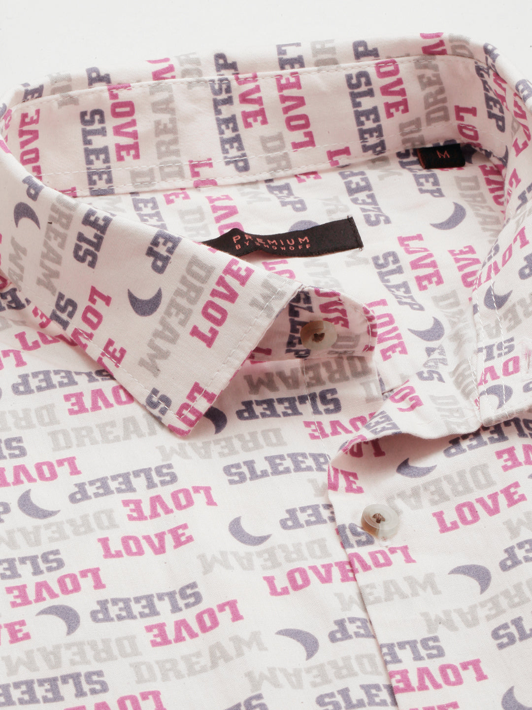 Men Spread Collar Printed Pink Shirt