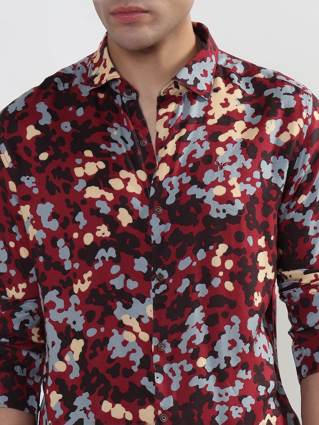 Men's Abstract Red Slim Fit Shirt