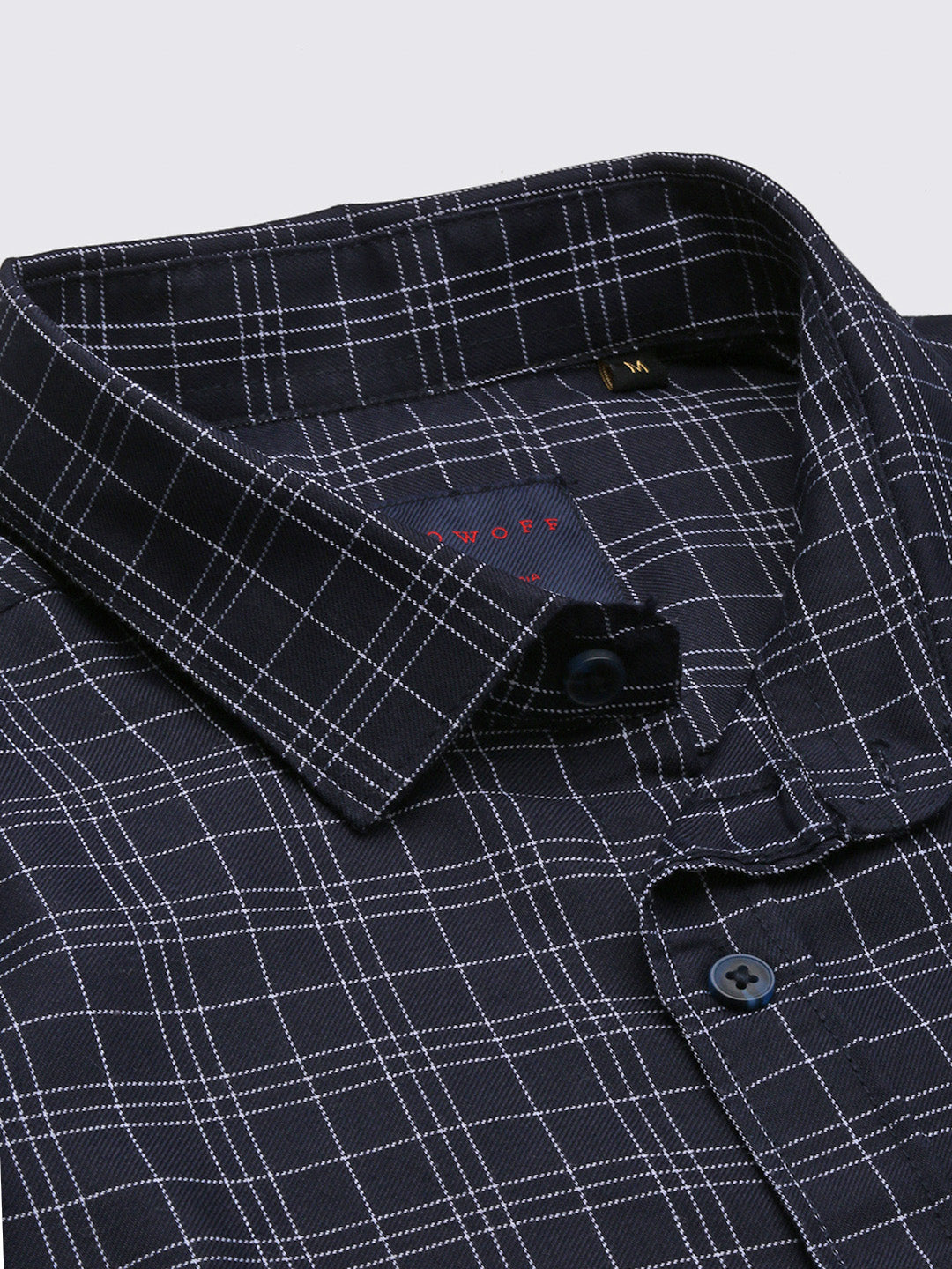 Men Navy Blue Checked Slim Fit Shirt