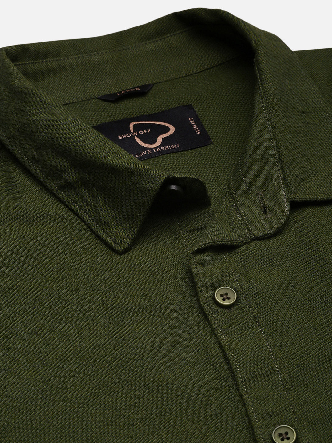 Men's Olive Standard Slim Fit Opaque Casual Shirt