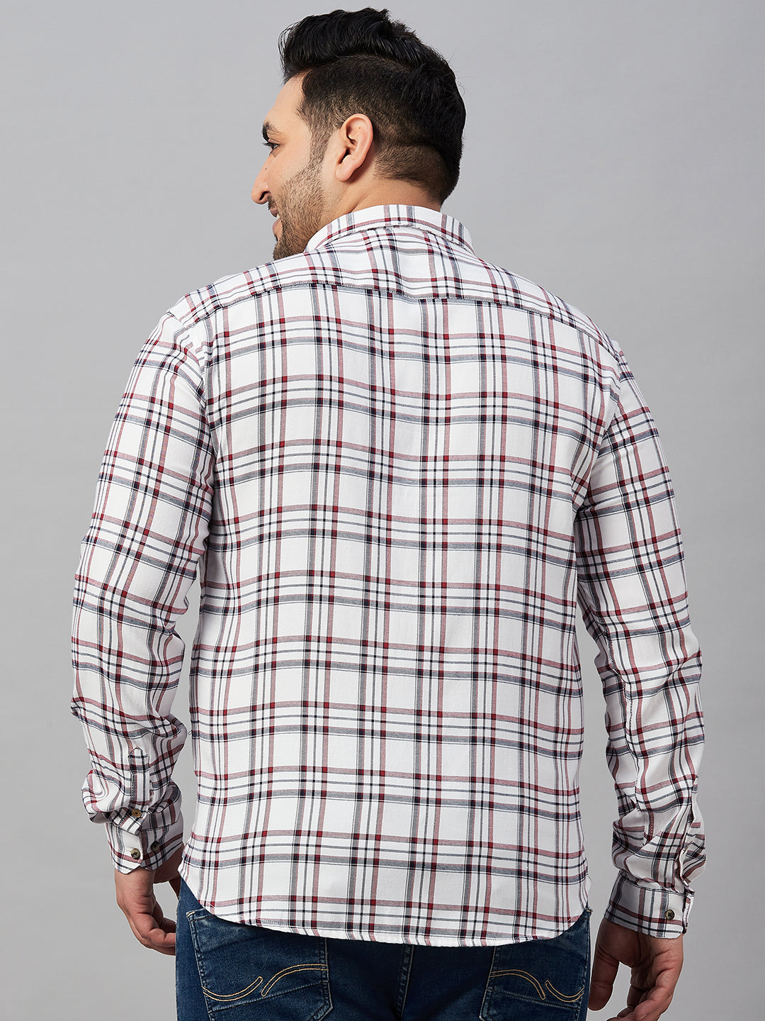 Men Checked White Classic Shirt