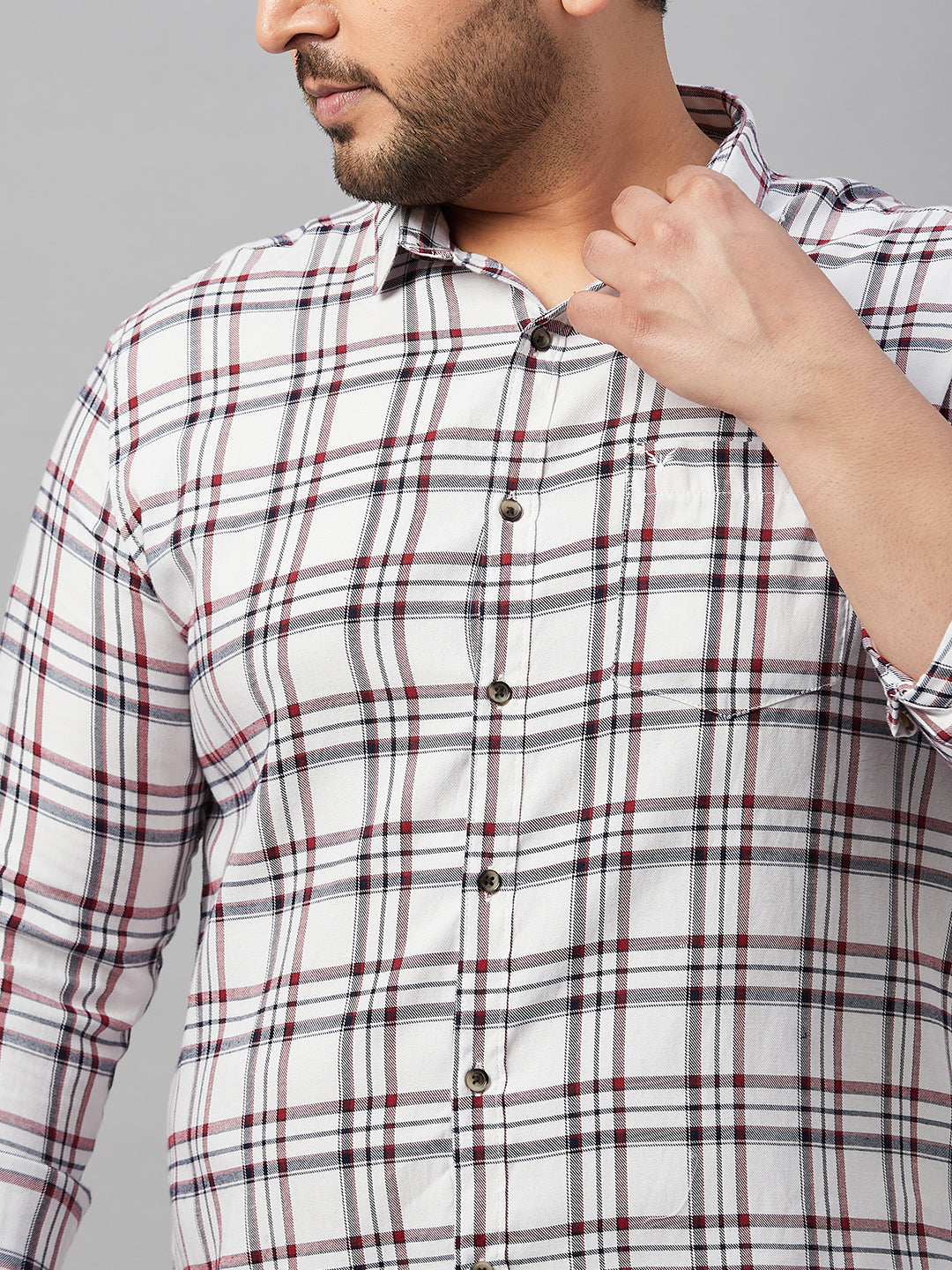 Men Checked White Classic Shirt