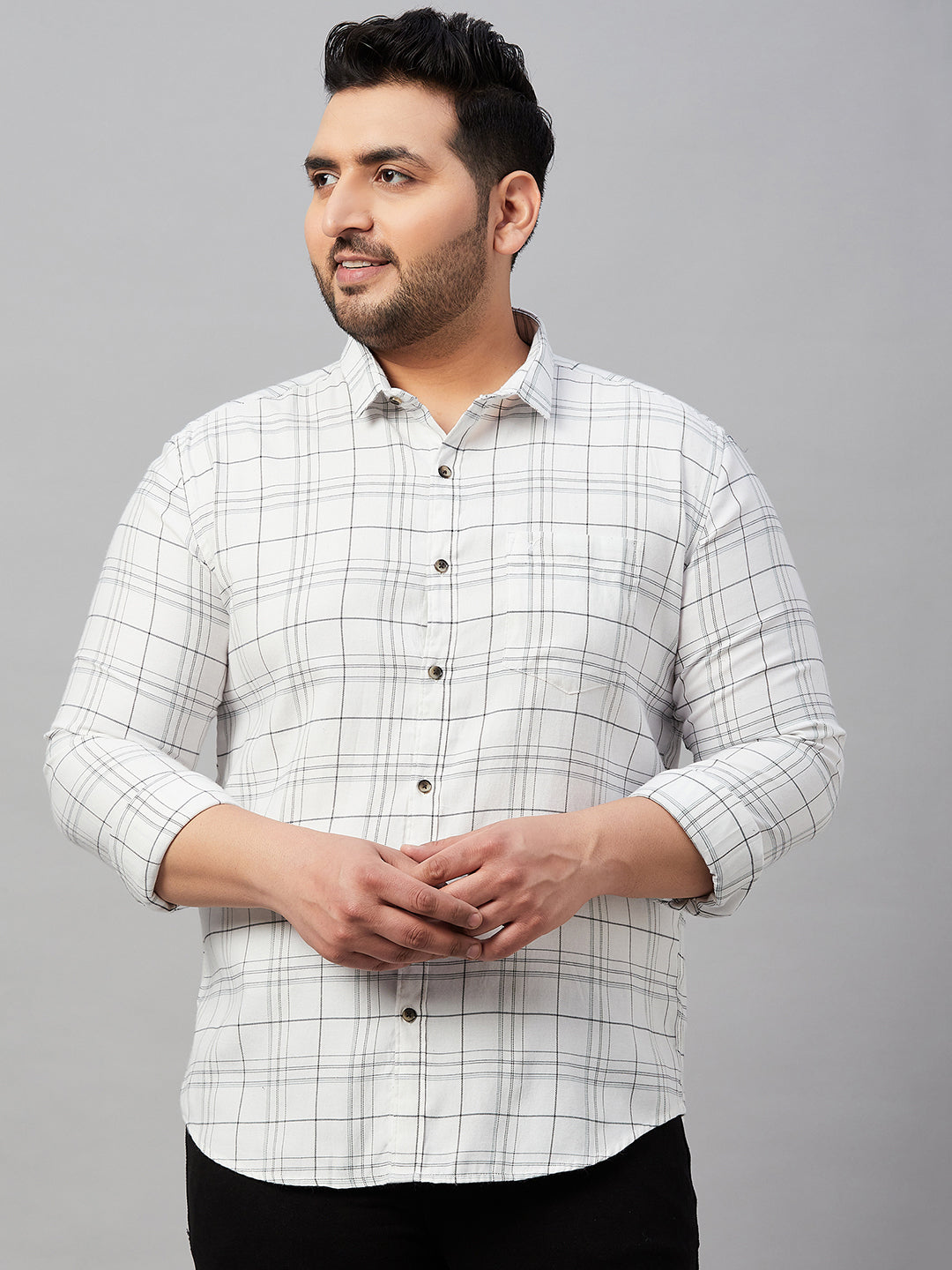 Men Checked White Classic Shirt