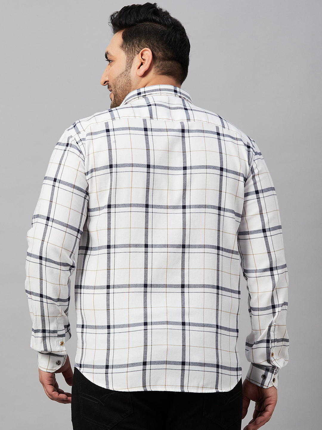 Men Checked White Classic Shirt