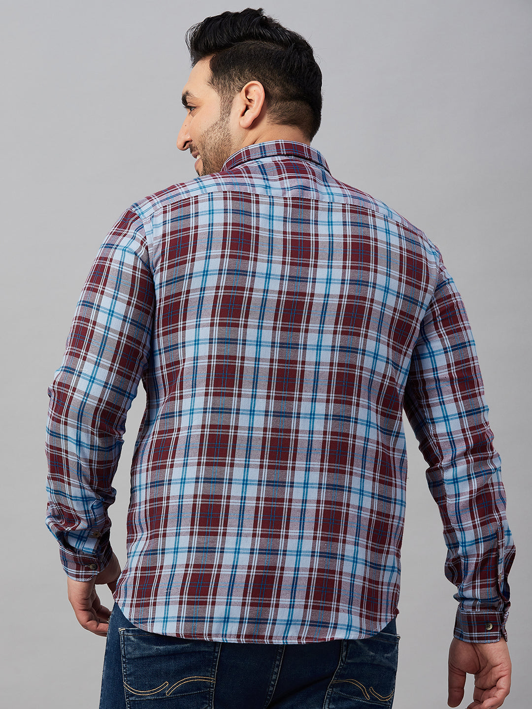 Men Checked Blue Classic Shirt