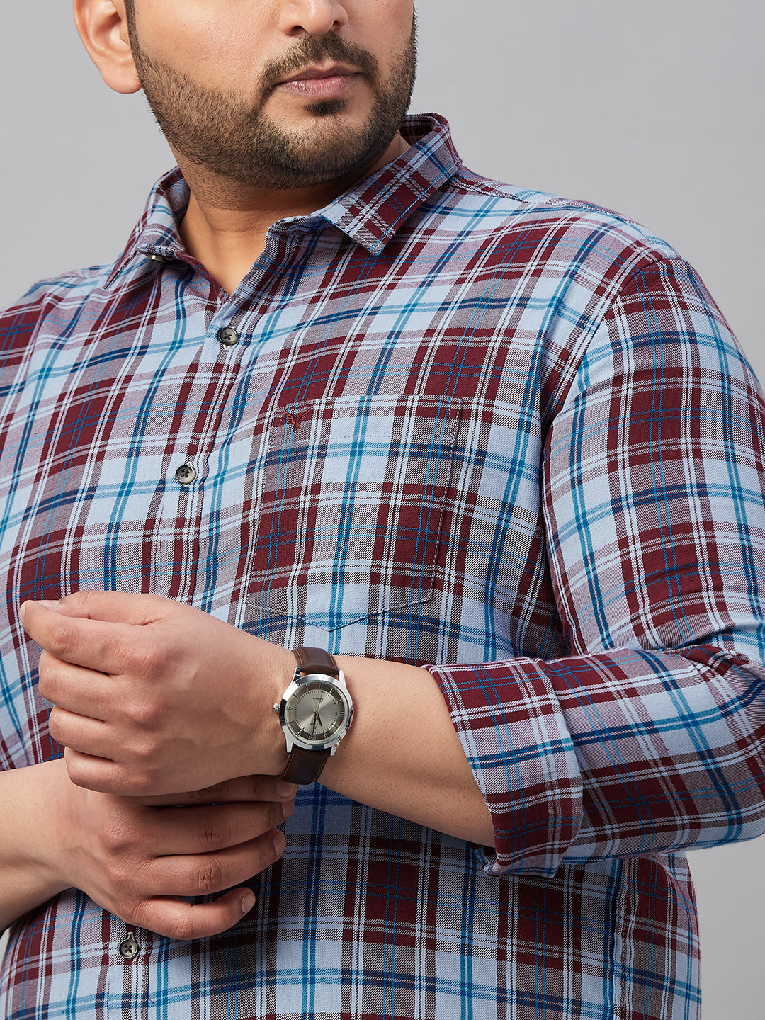 Men Checked Blue Classic Shirt