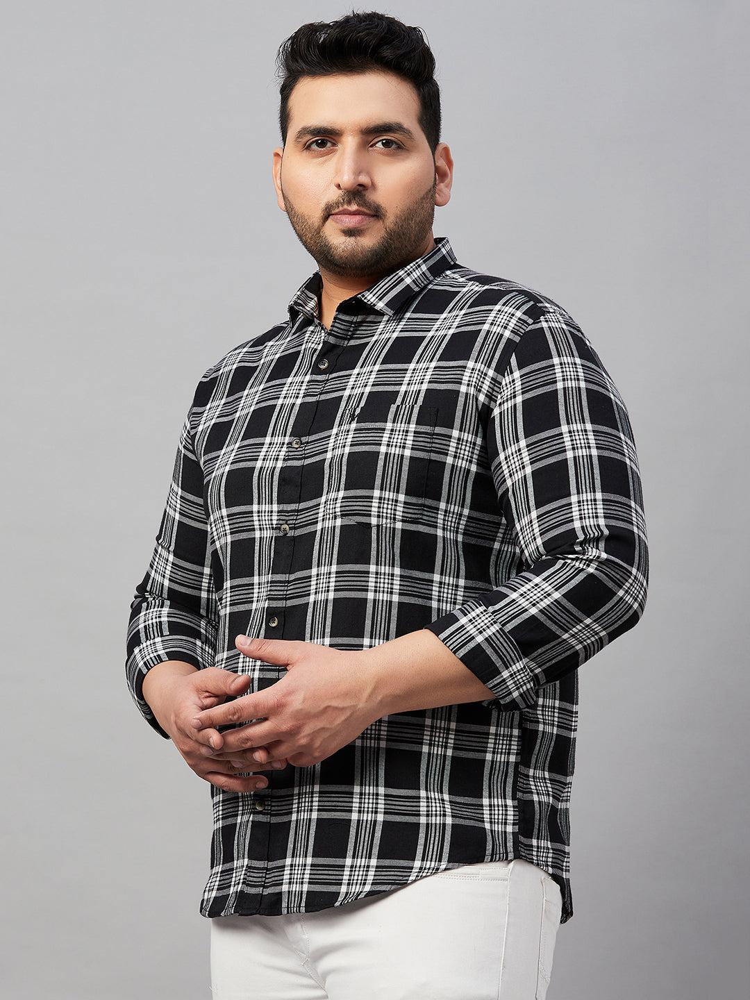 Men Checked Black Classic Shirt