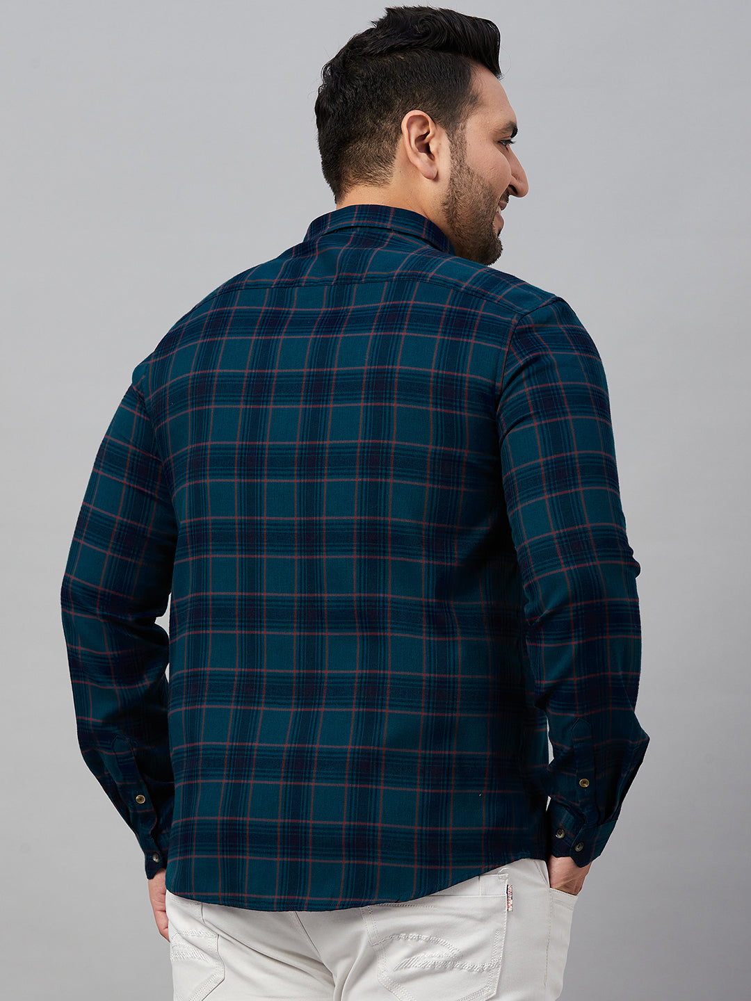 Men Checked Teal Classic Shirt