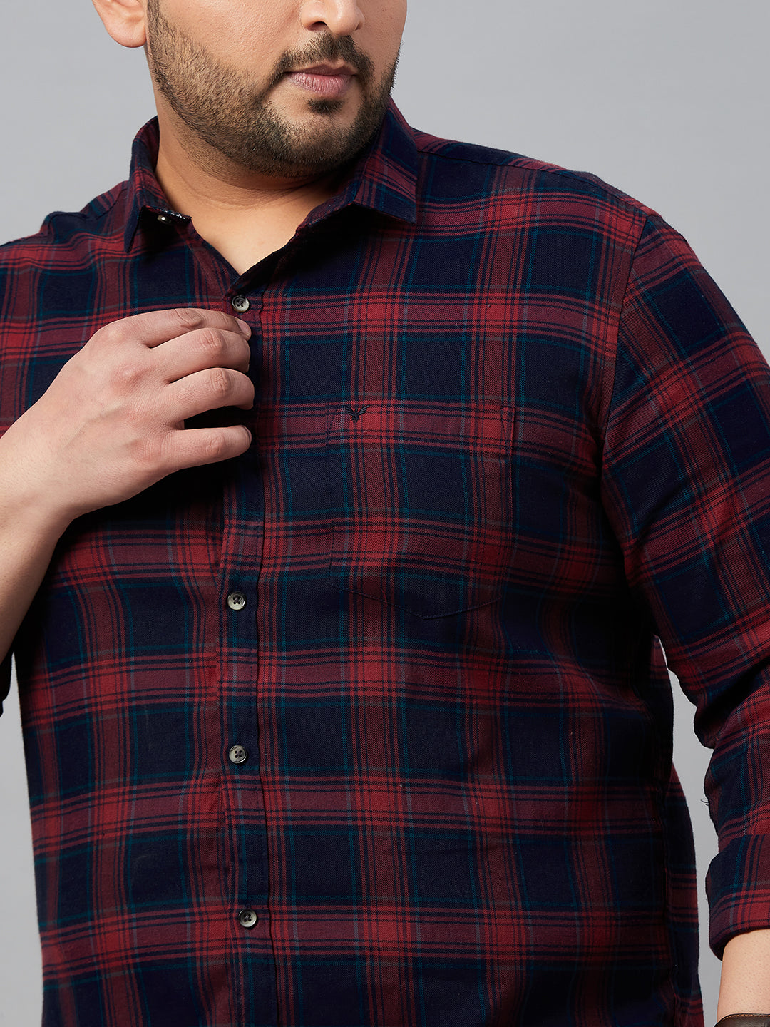 Men Checked Navy Blue Classic Shirt