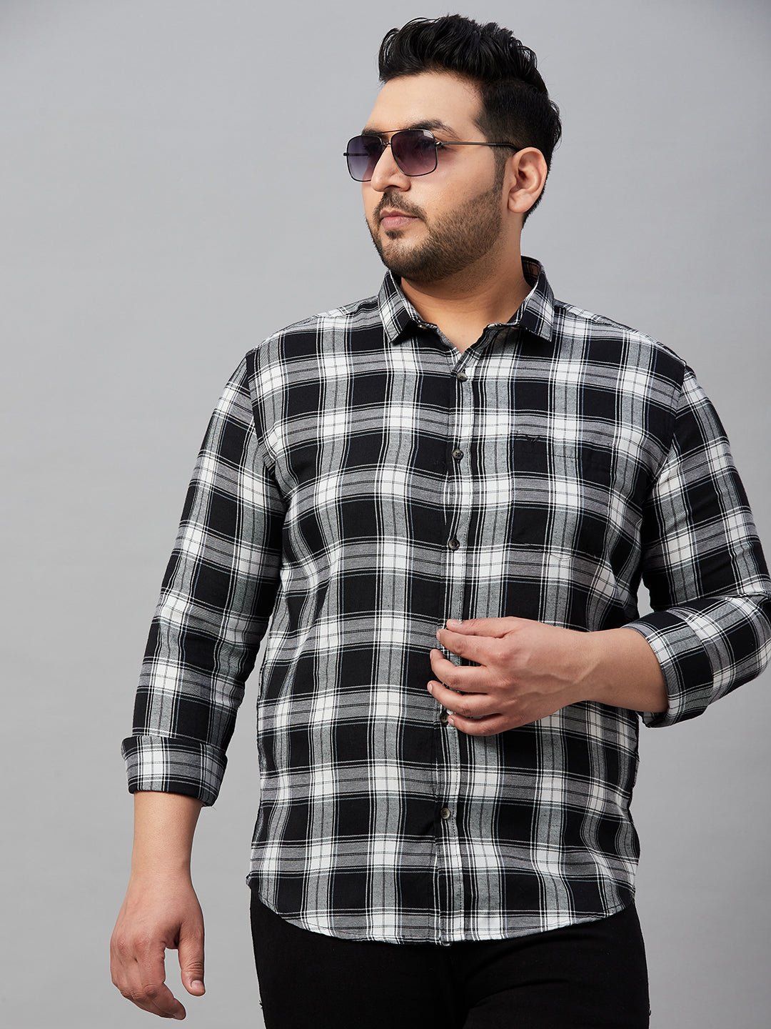 Men Checked Black Classic Shirt