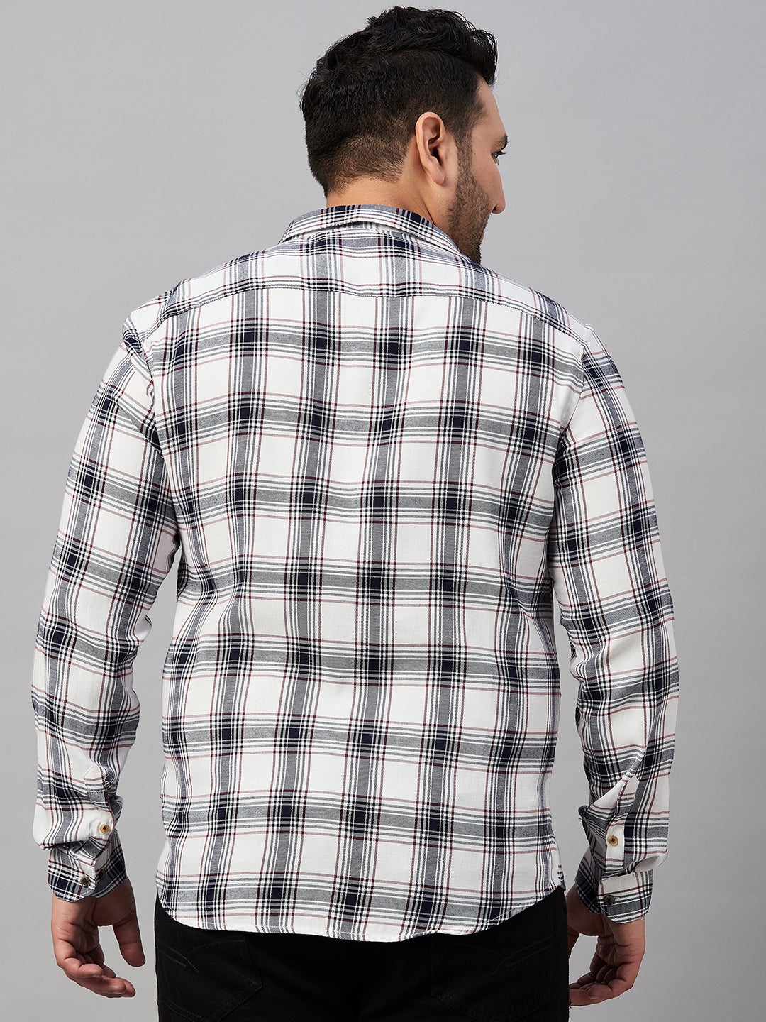 Men Checked White Classic Shirt