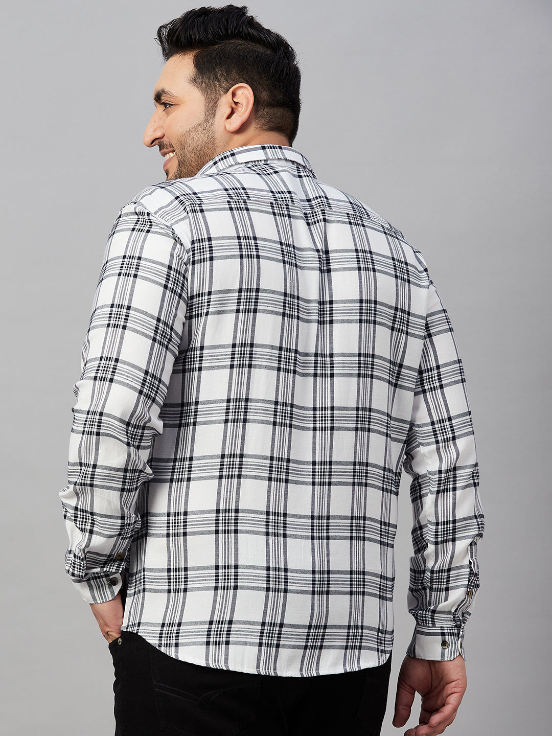 Men Checked White Classic Shirt