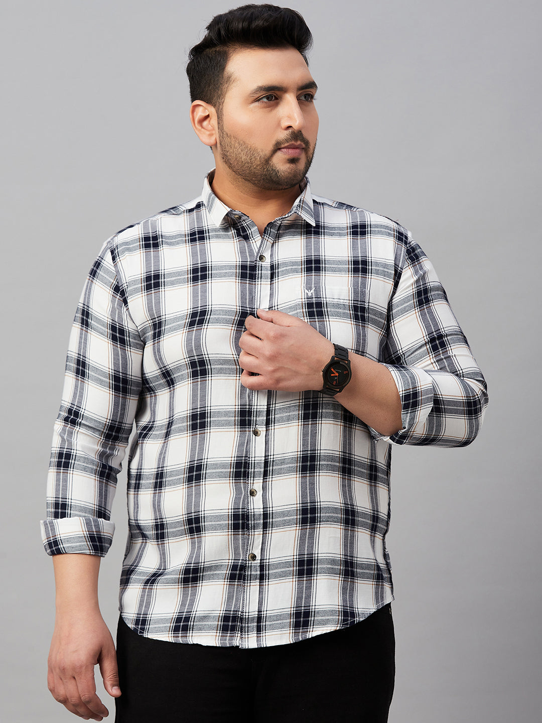 Men Checked White Classic Shirt