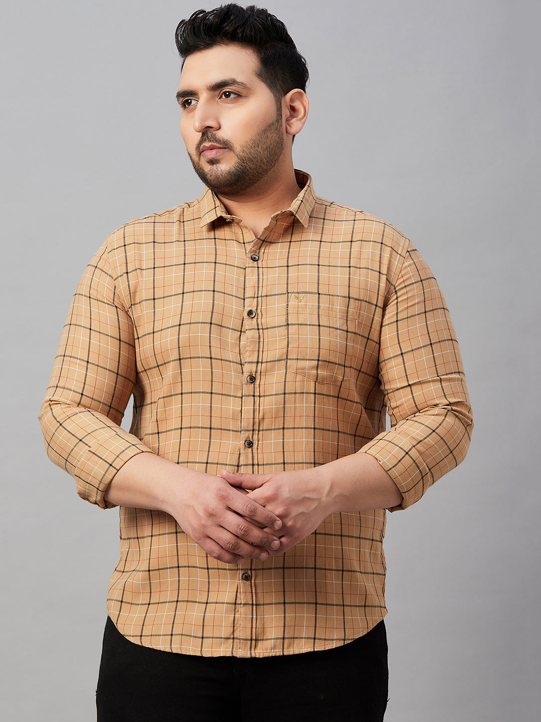 Men Checked Tan Classic Shirt