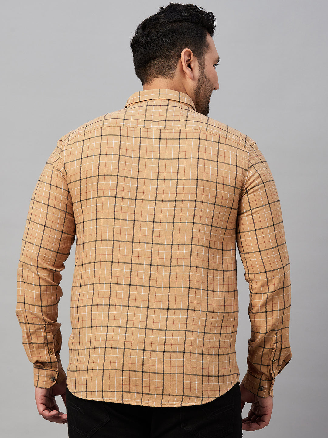 Men Checked Tan Classic Shirt