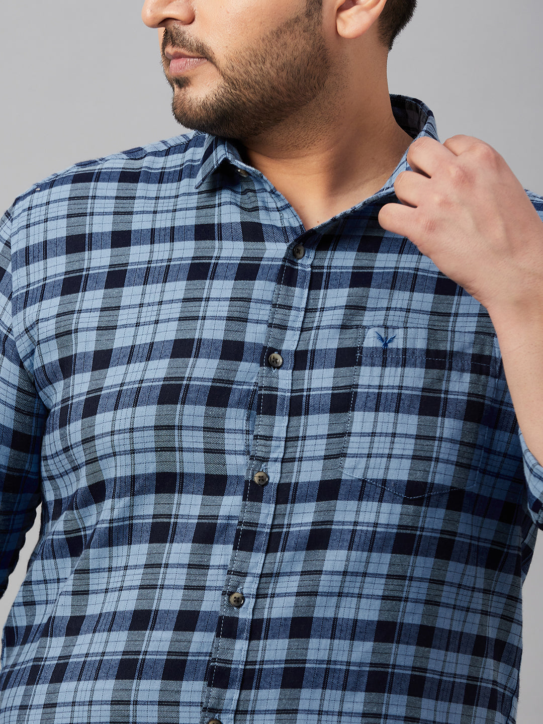 Men Checked Blue Classic Shirt