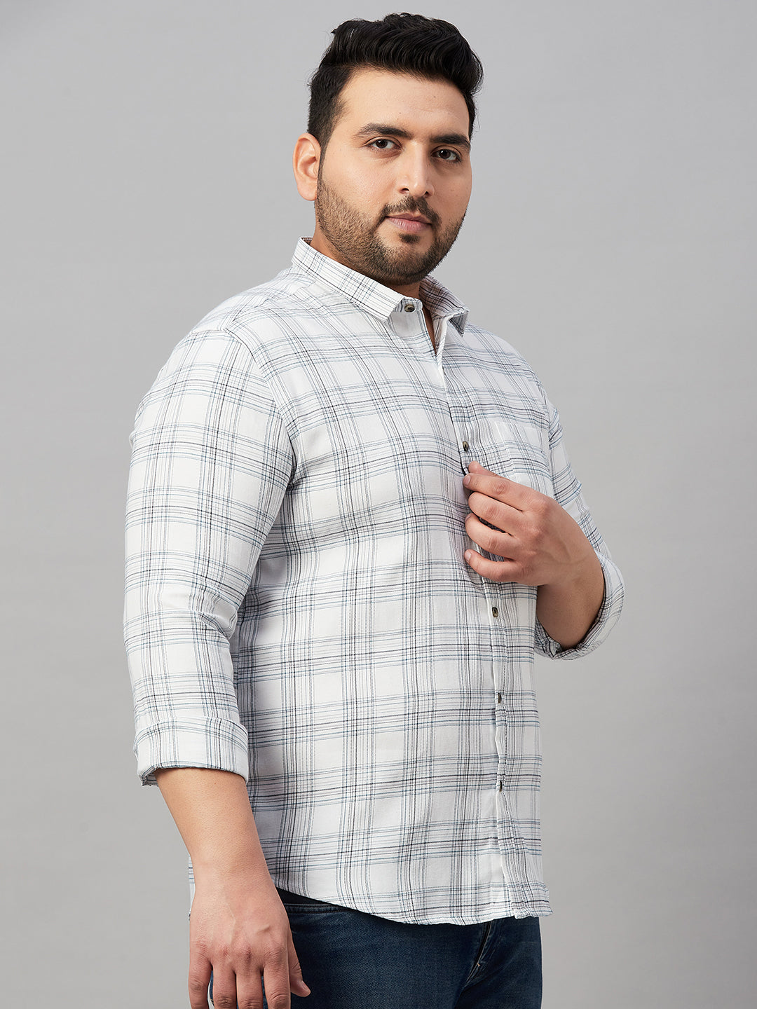 Men Checked White Classic Shirt