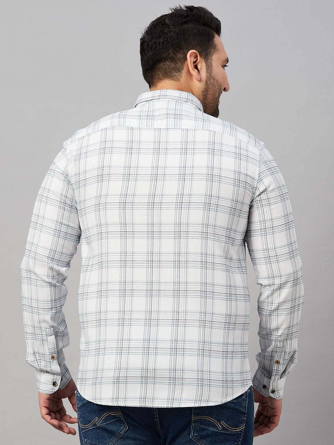 Men Checked White Classic Shirt