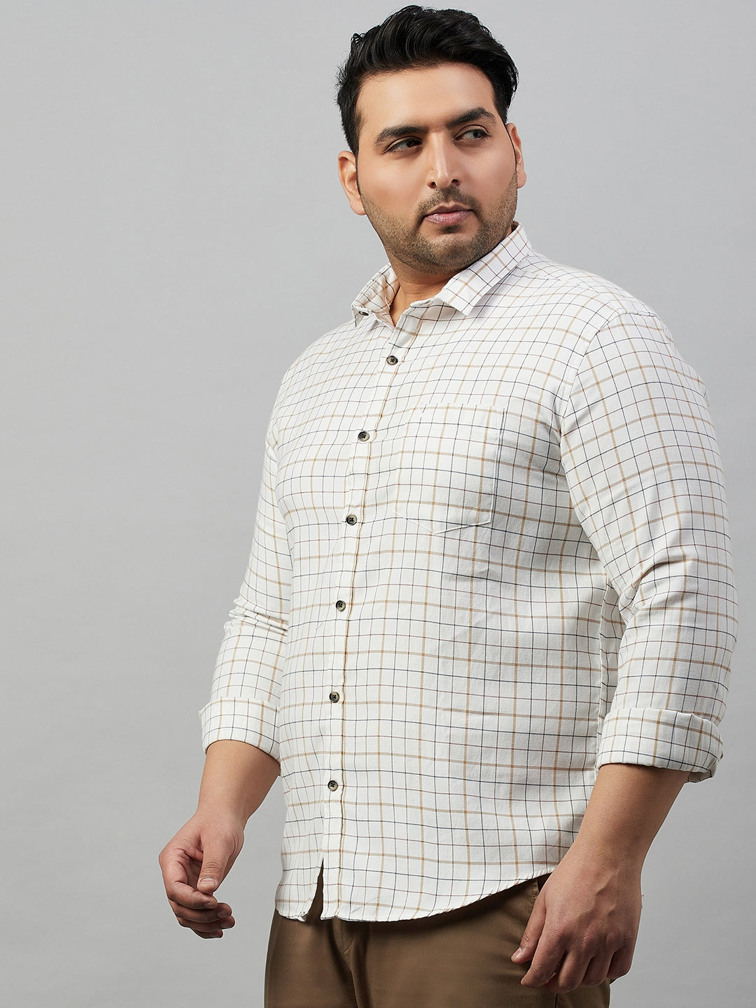 Men Checked White Classic Shirt