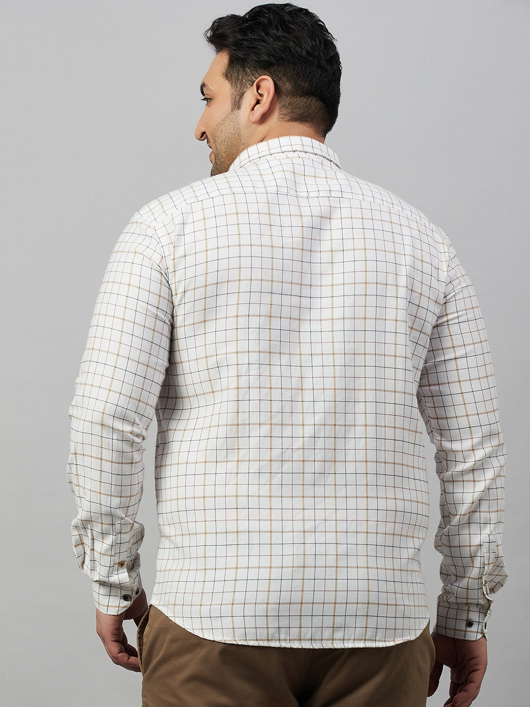 Men Checked White Classic Shirt