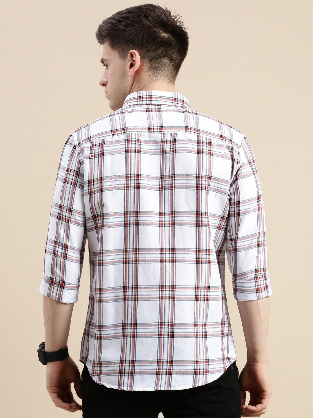 Men's White Checked Slim Fit Shirt