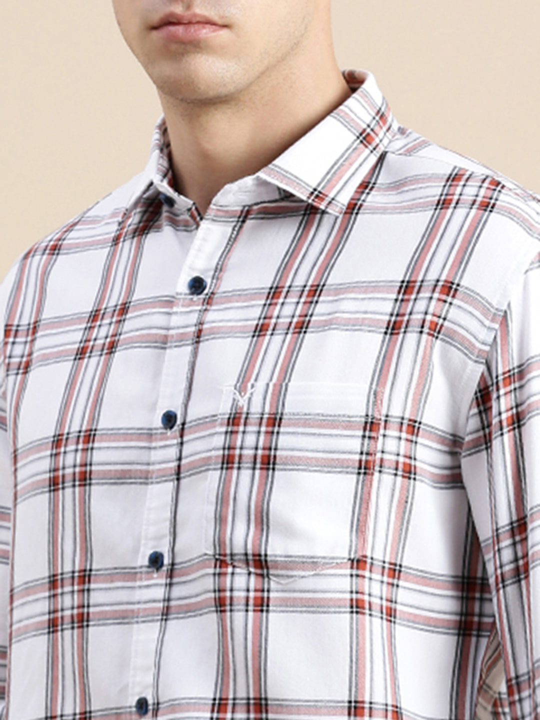 Men's White Checked Slim Fit Shirt