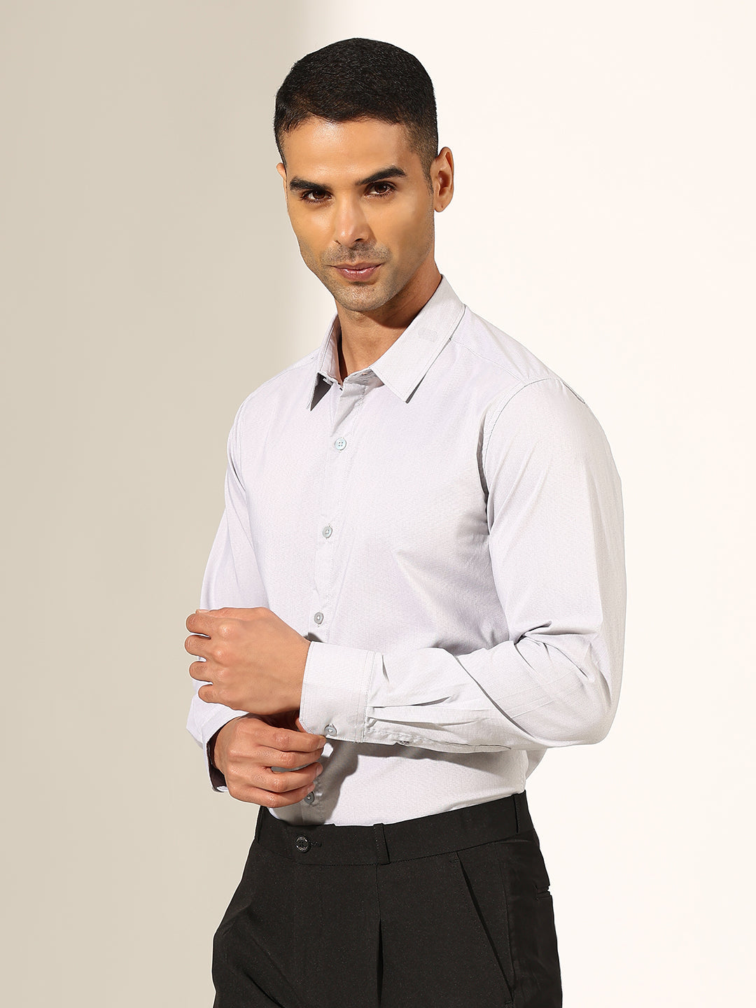 Men's Grey Slim Fit Formal Shirt