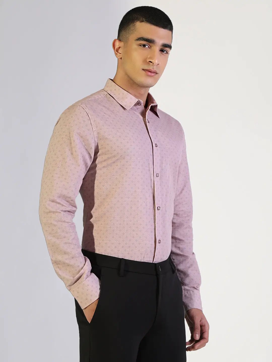 Men's Printed Pink Slim Fit Formal Shirt - from SHOWOFFFF