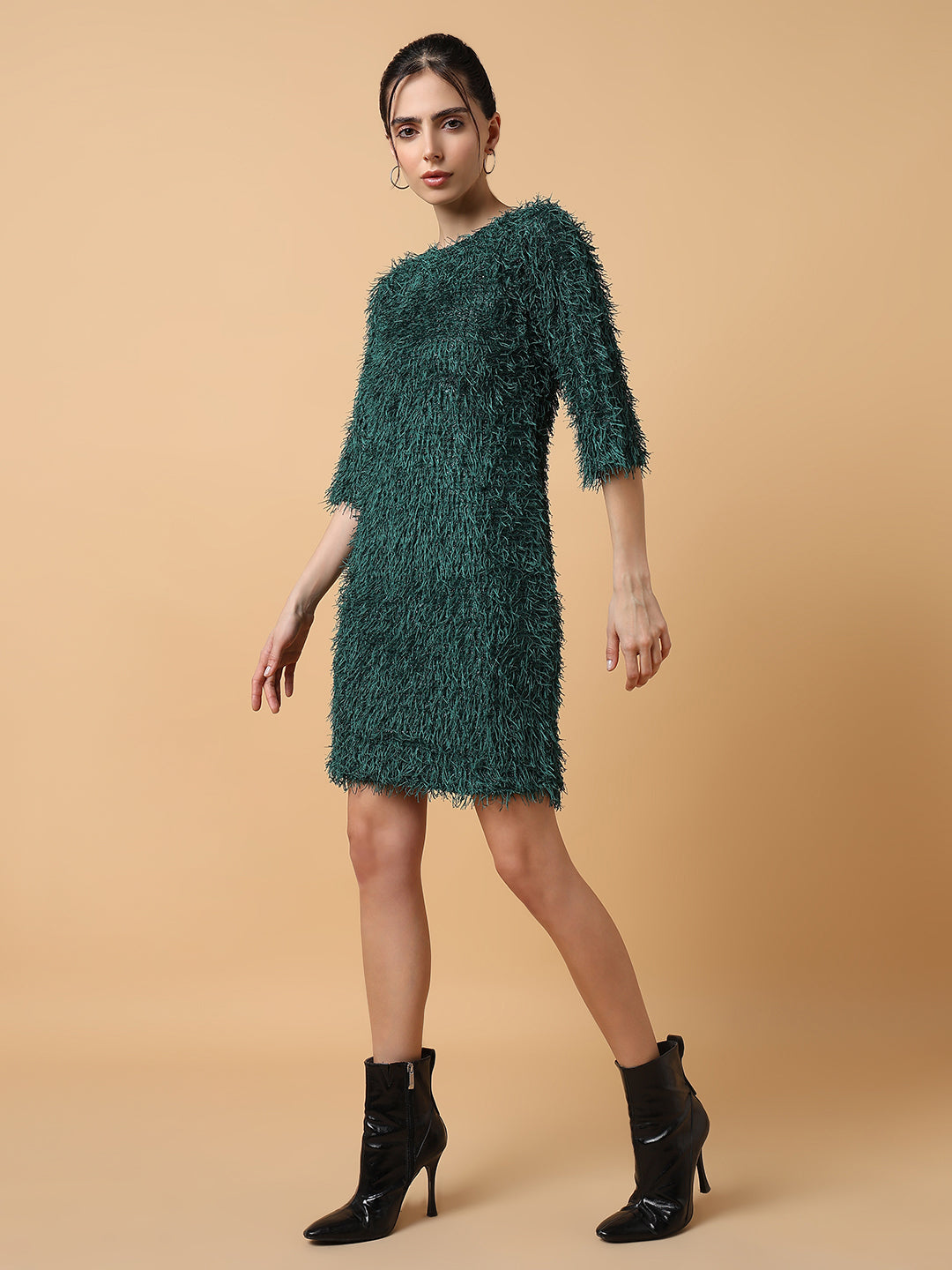 Women Solid Sheath Green Dress