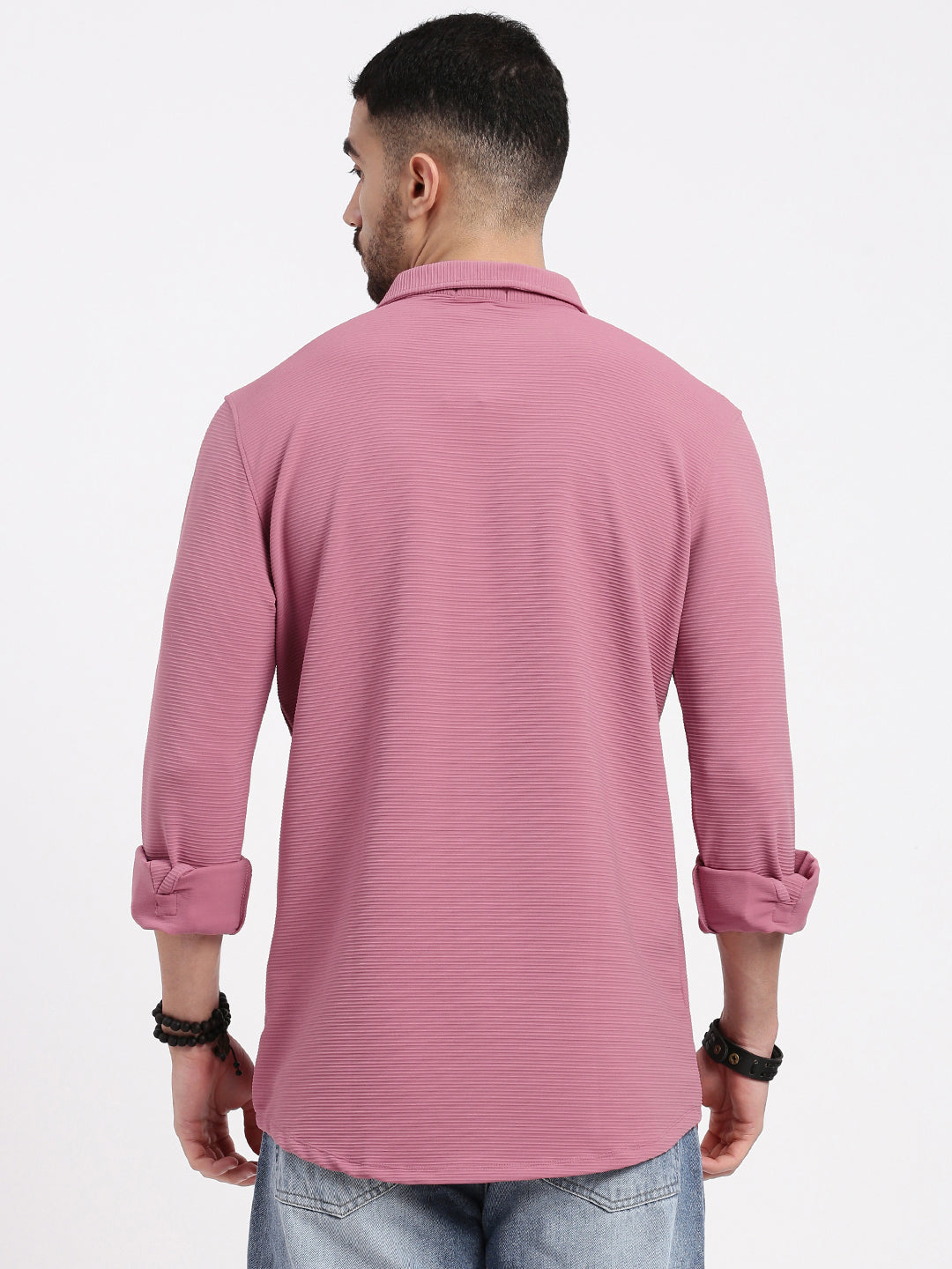 Men Pink Solid Slim Fit Shirt