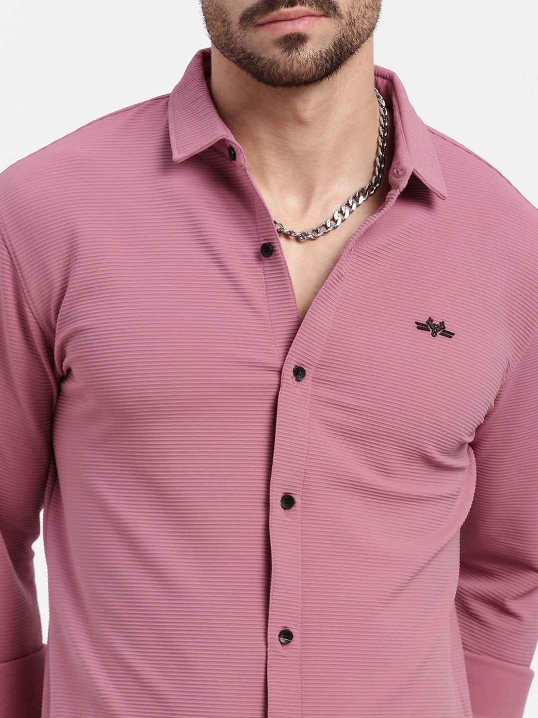 Men Pink Solid Slim Fit Shirt