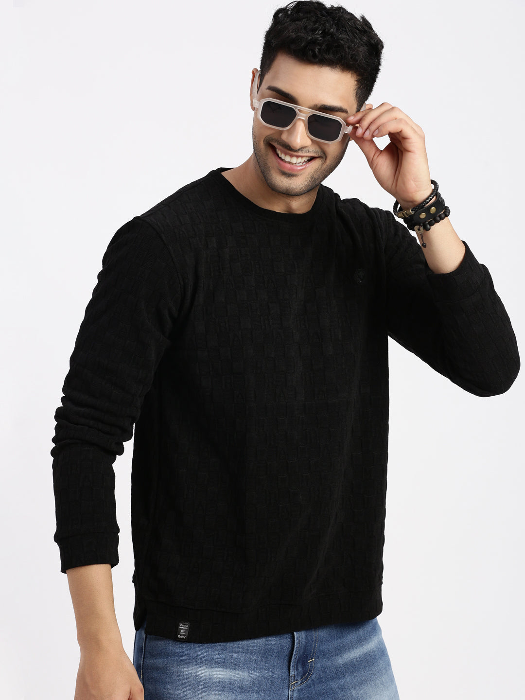 Men Black Solid Sweatshirt