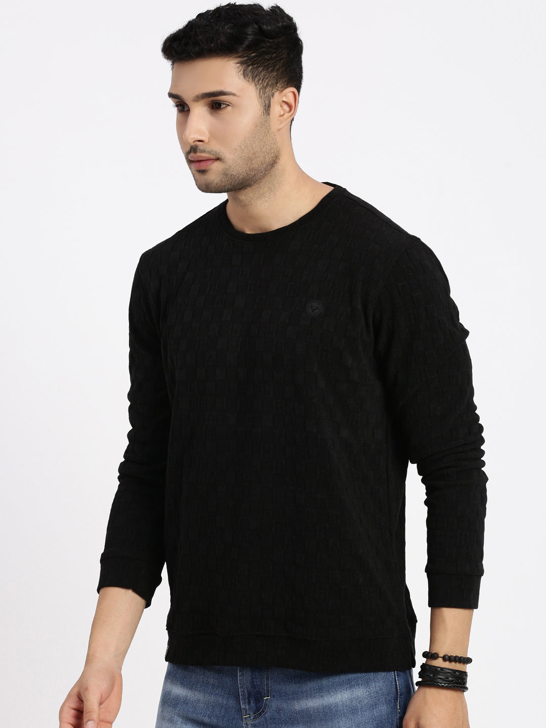 Men Black Solid Sweatshirt