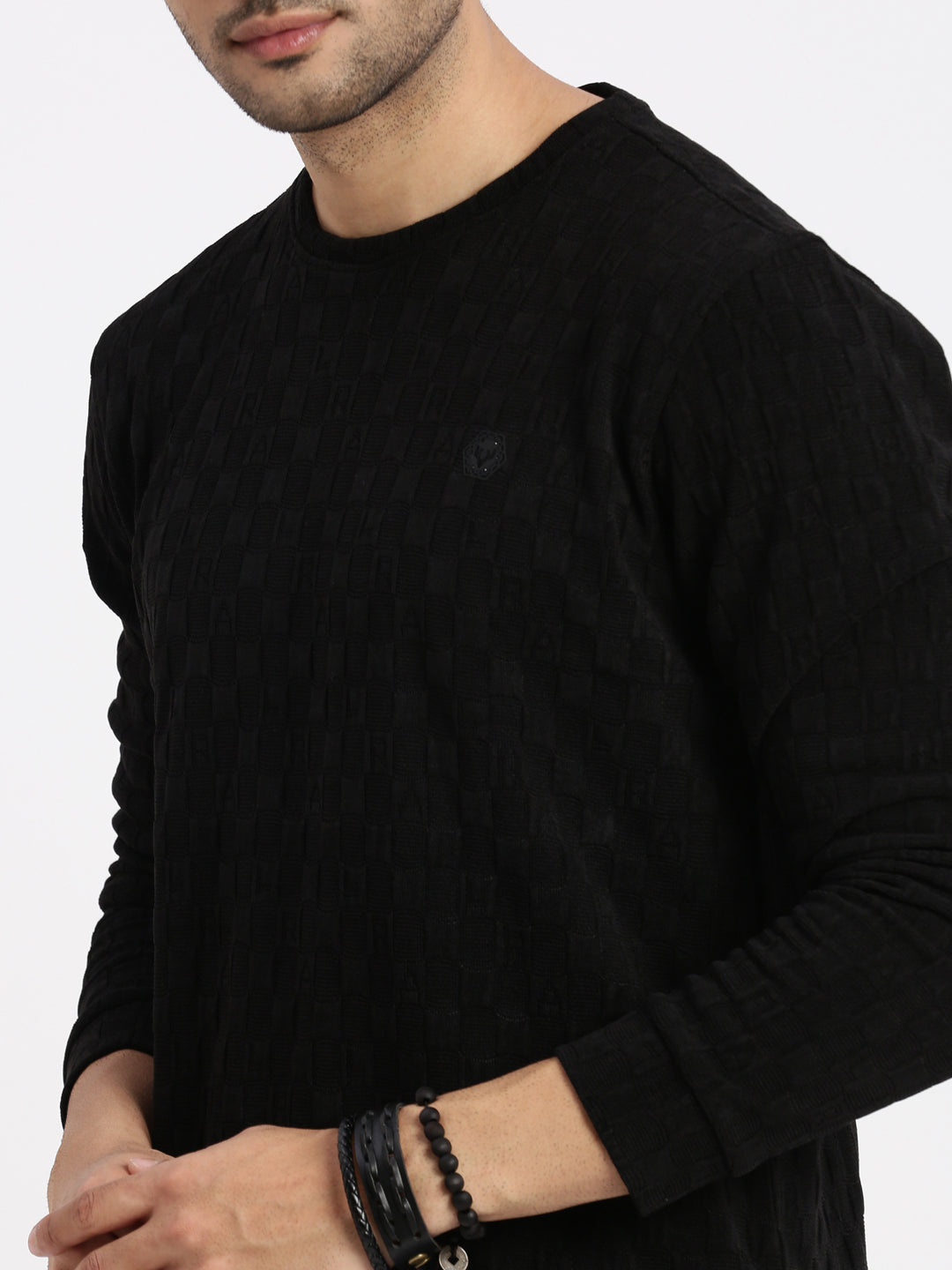 Men Black Solid Sweatshirt