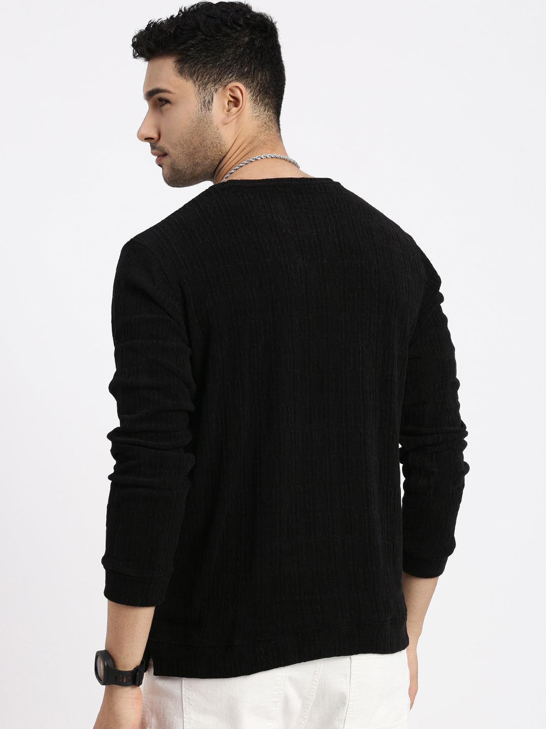 Men Black Solid Sweatshirt