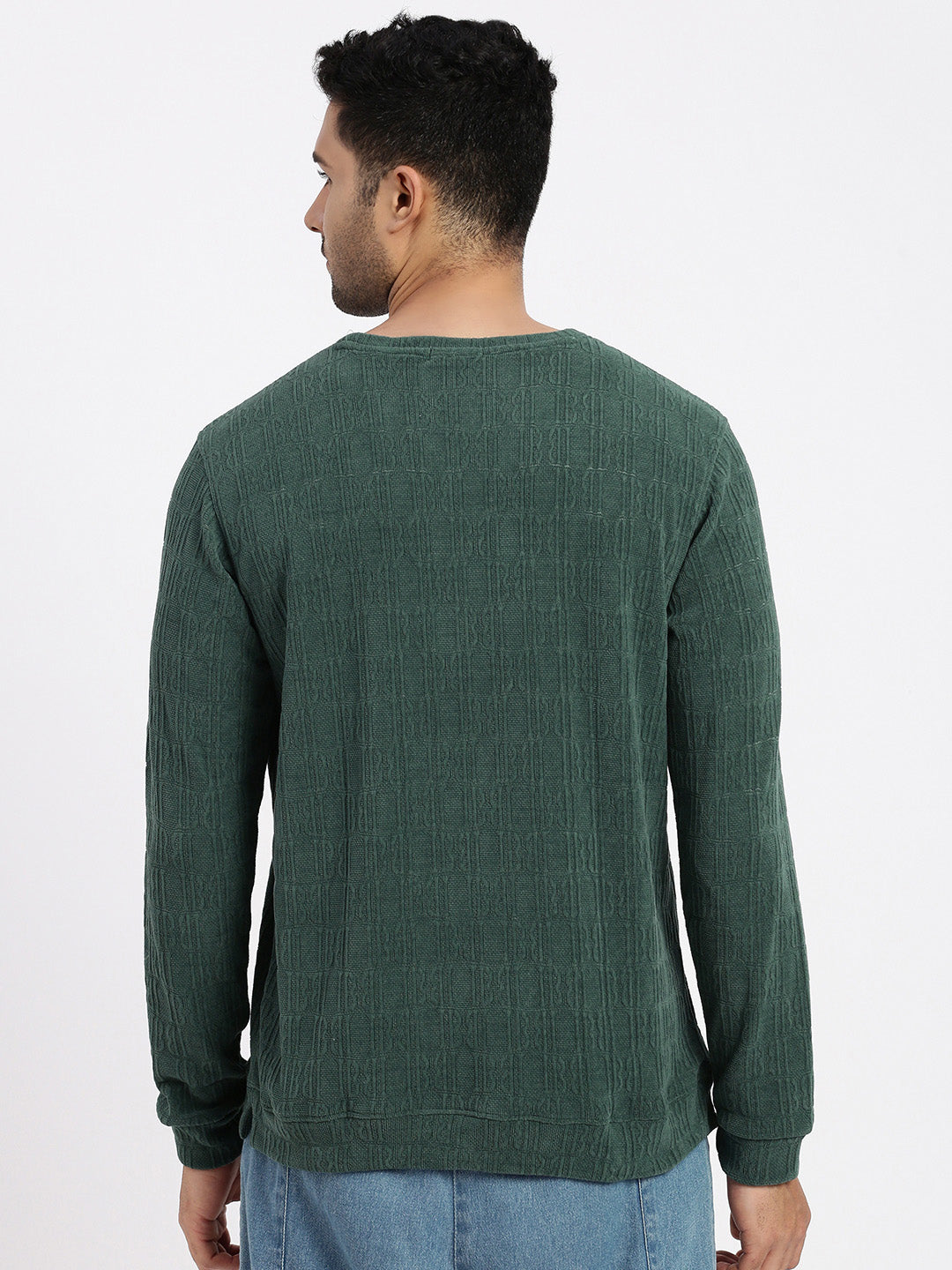 Men Green Solid Sweatshirt