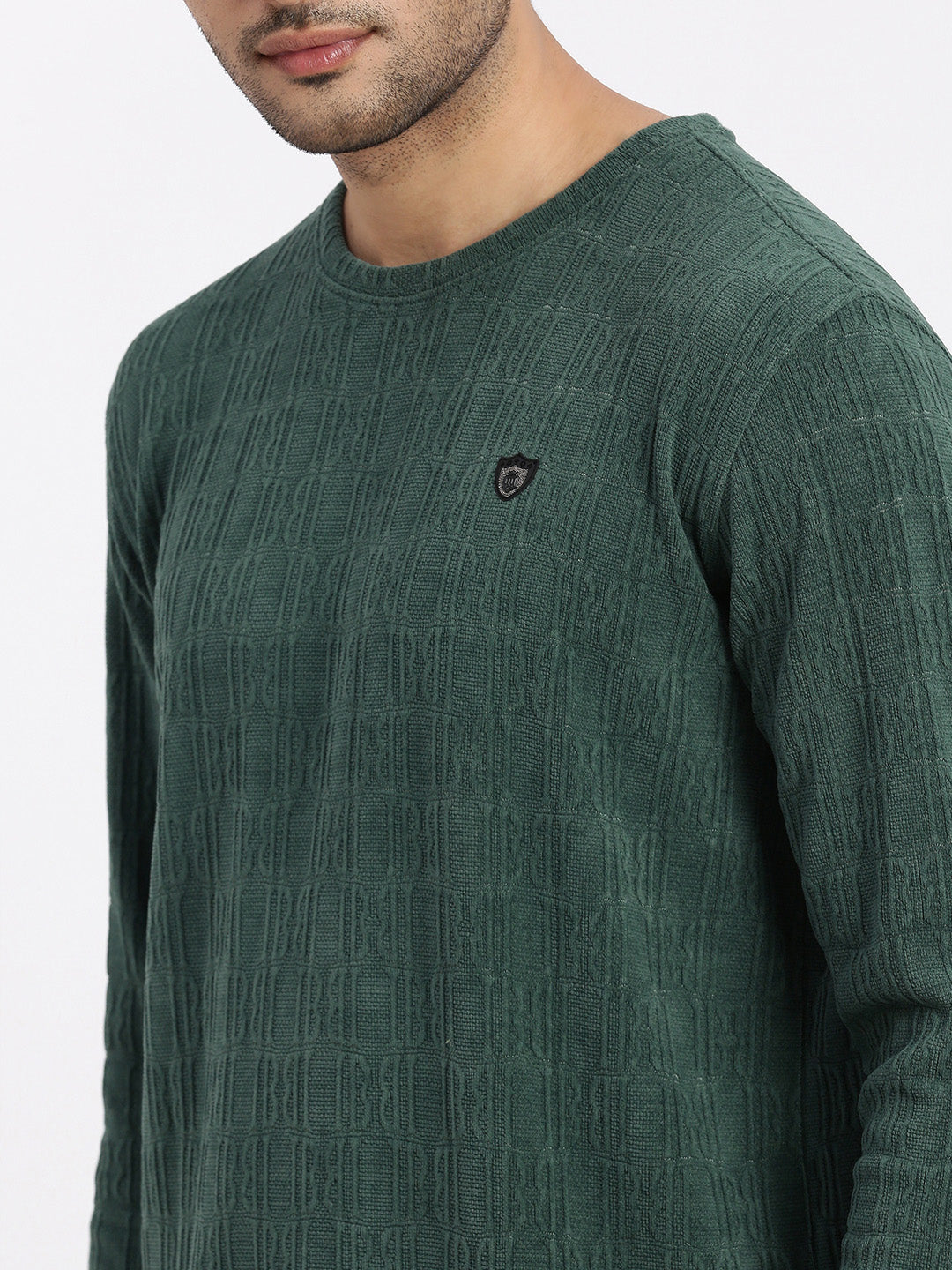 Men Green Solid Sweatshirt