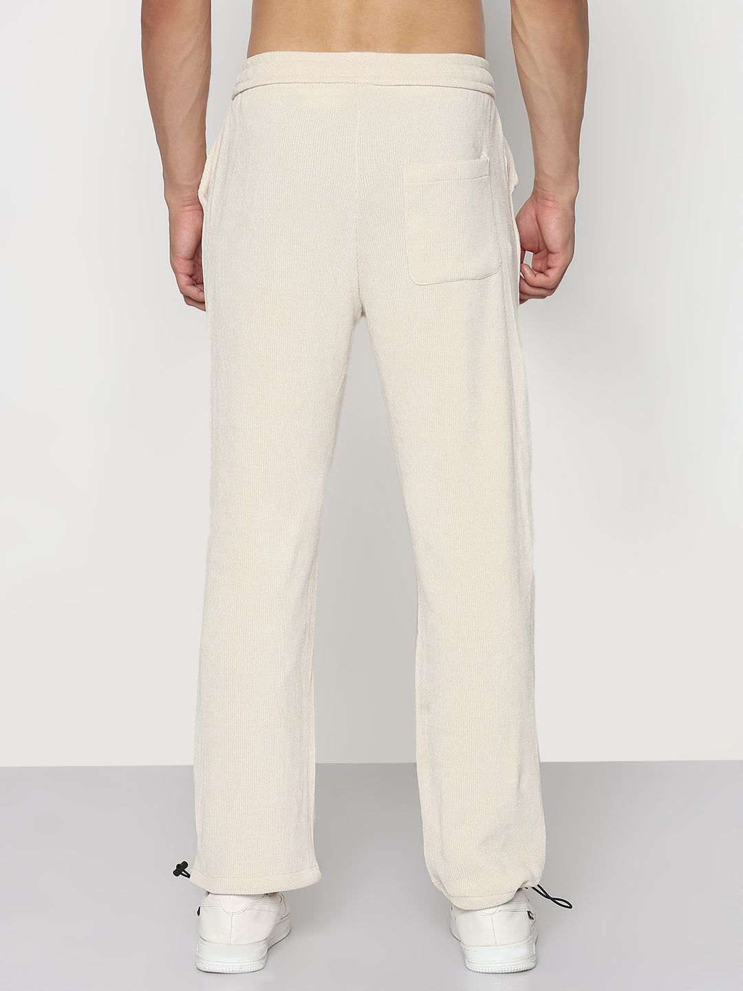 Men's Cream Corduroy Straight Fit Trouser