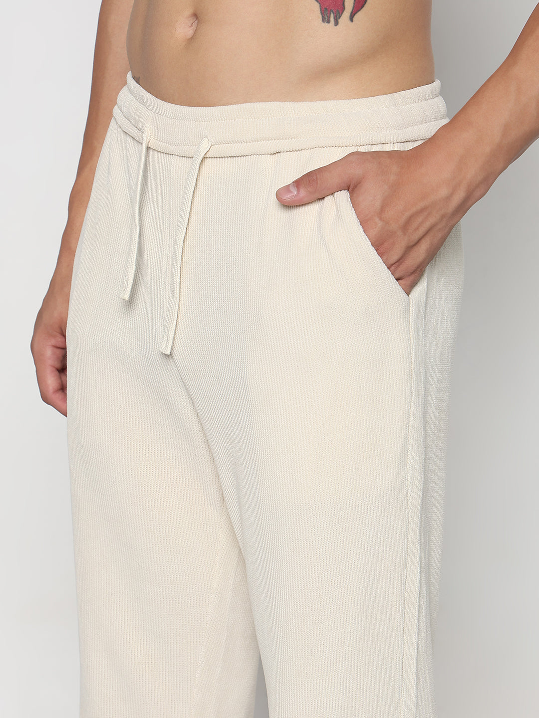 Men's Cream Corduroy Straight Fit Trouser