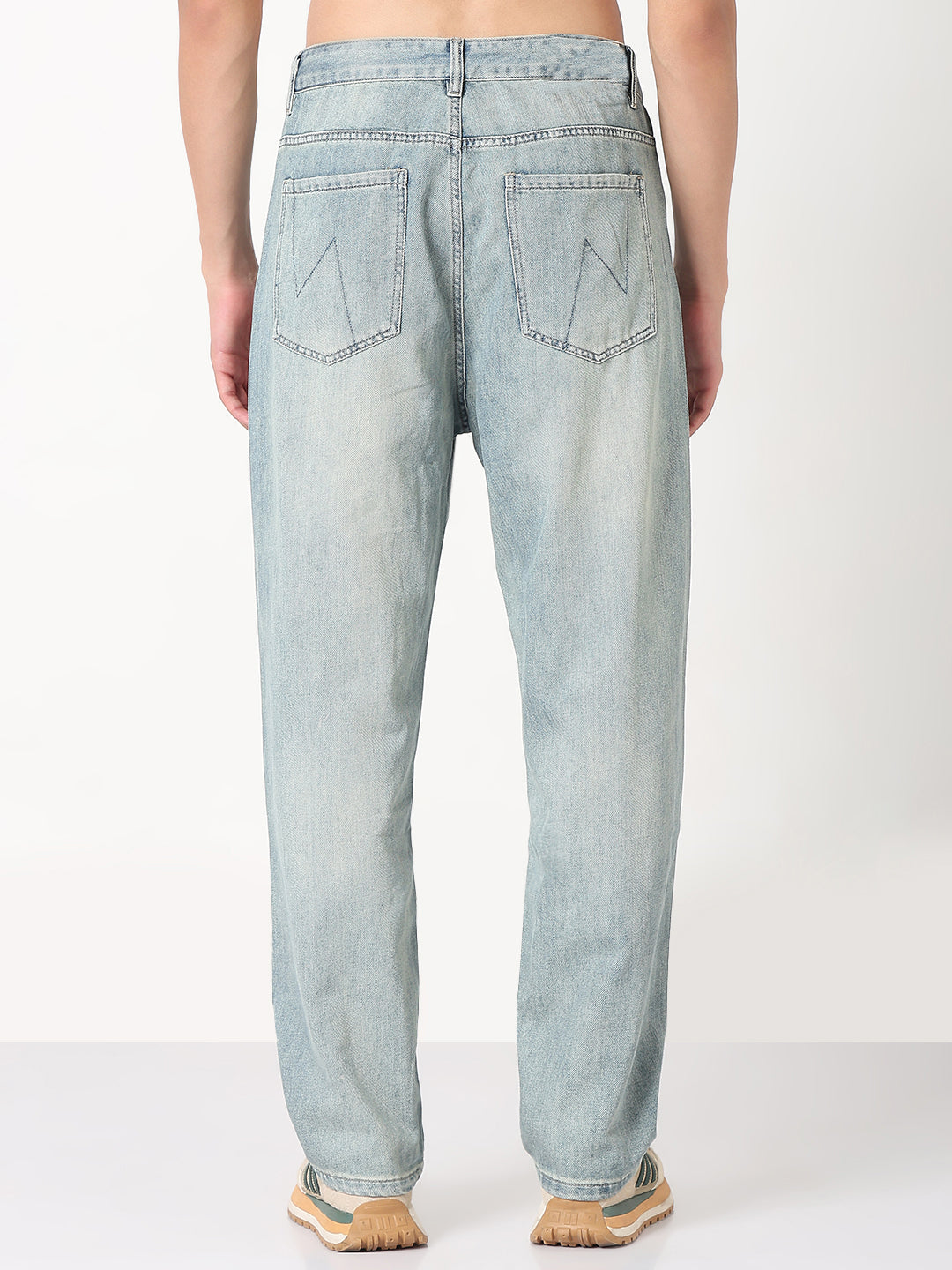 Men's Light Blue Washed Straight Fit Jeans