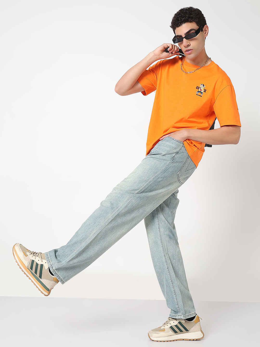 Men's Light Blue Washed Straight Fit Jeans