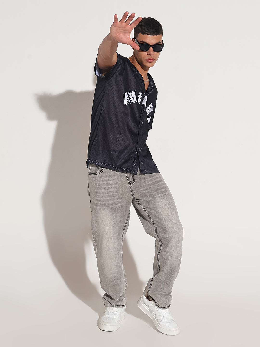 Men's Textured Black Mesh Baseball Jersey T-Shirt