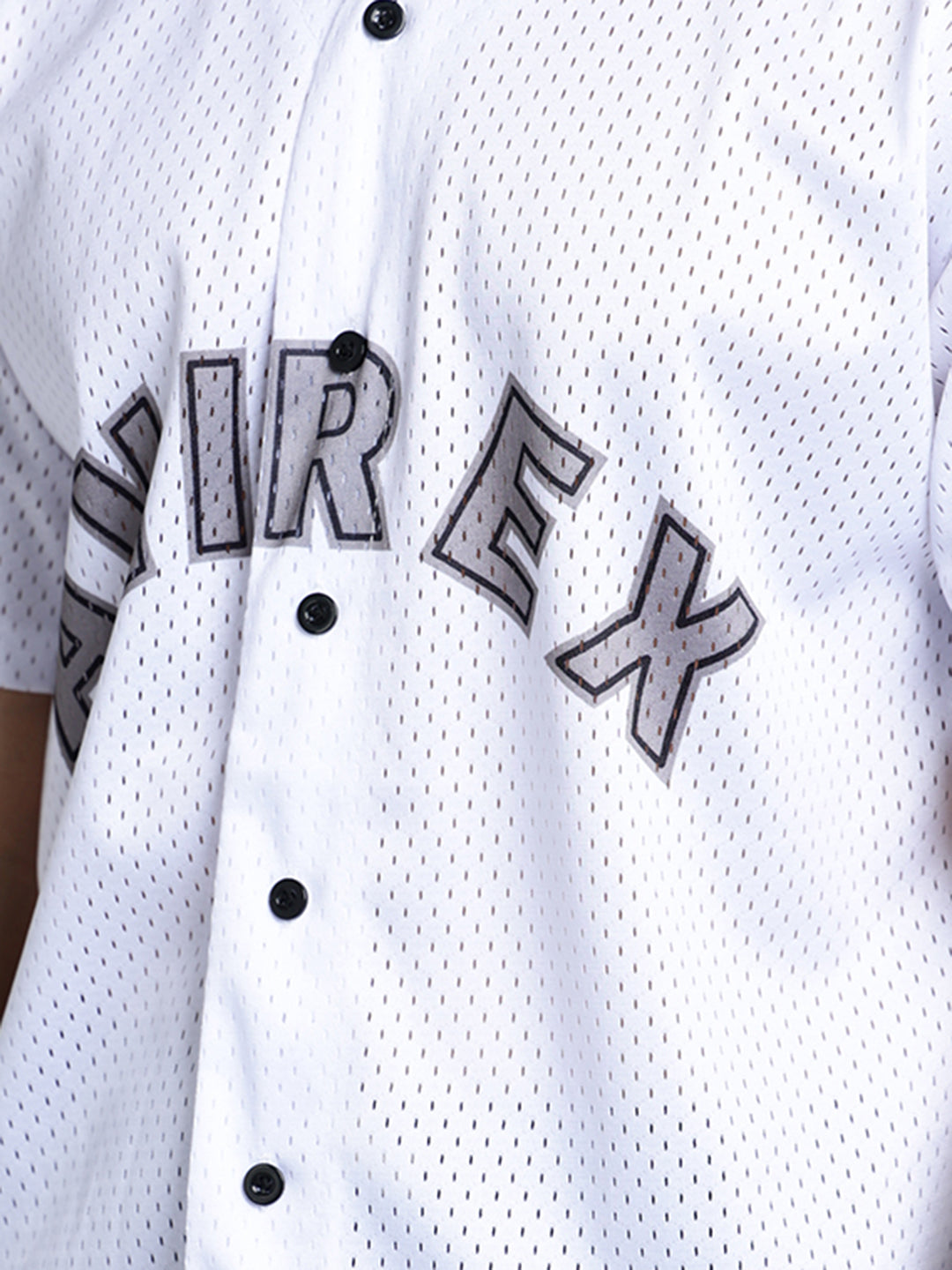 Men's Textured White Mesh Baseball Jersey T-Shirt