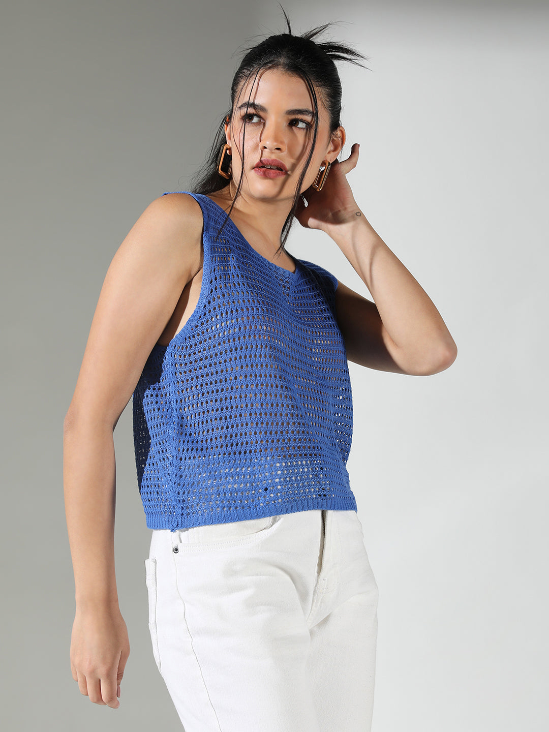 Women Blue Solid Top