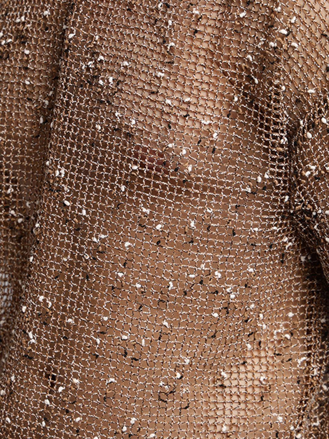 Men’s Brown Sheer Round Neck Mesh T-Shirt