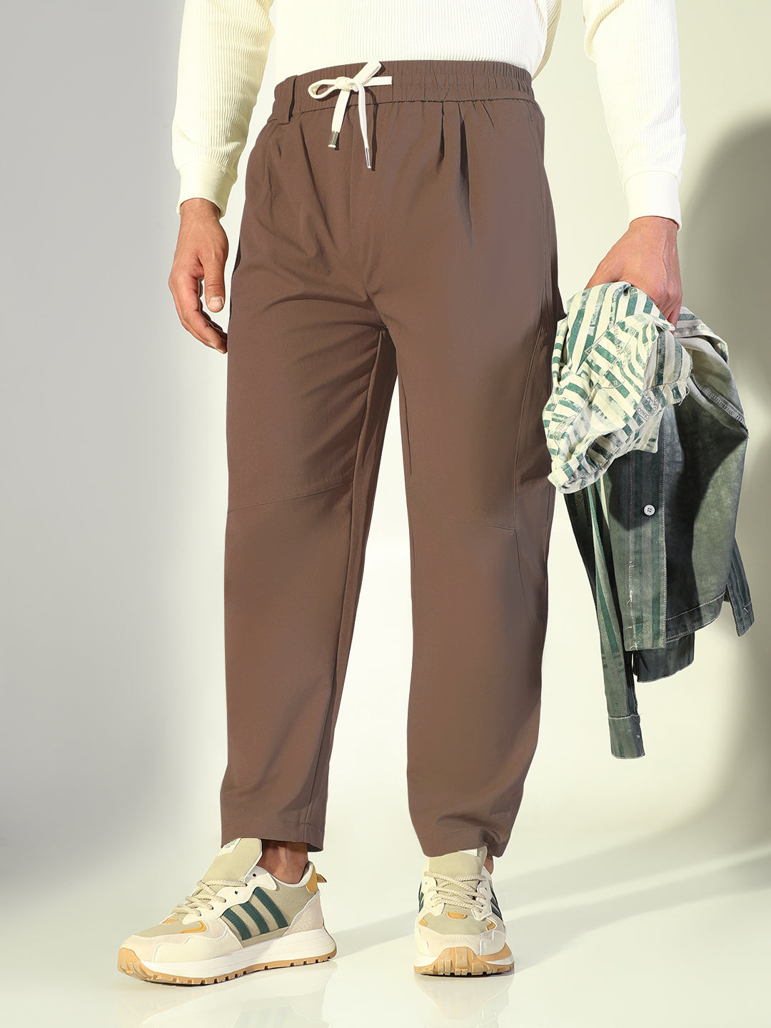 Men's Brown Relaxed Fit Korean Trouser