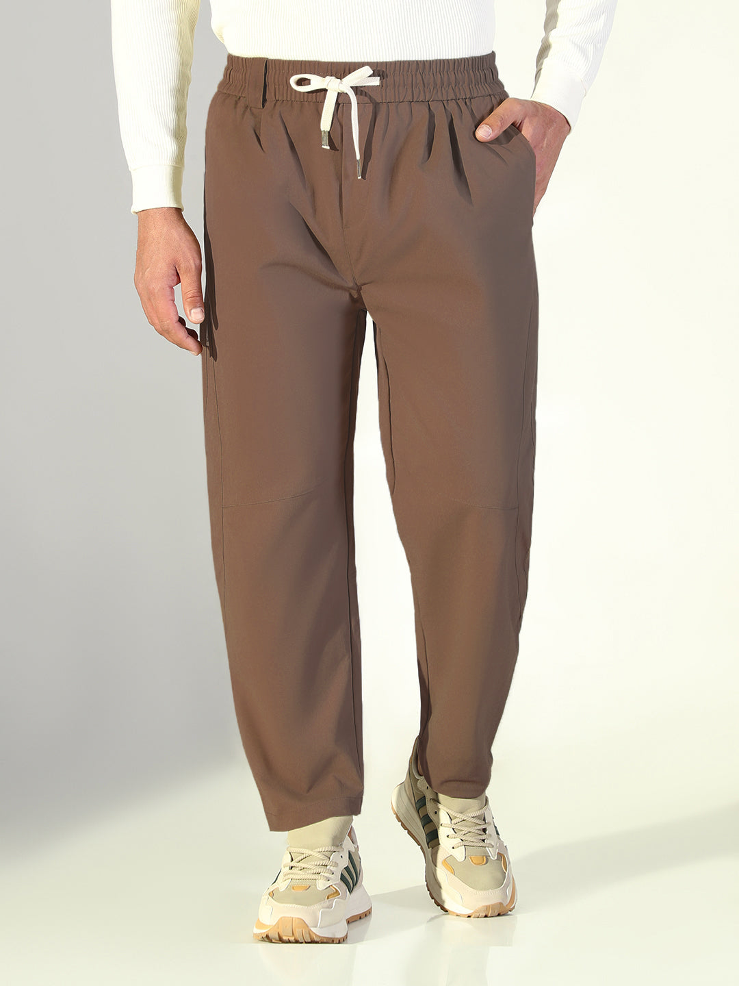 Men's Brown Relaxed Fit Korean Trouser